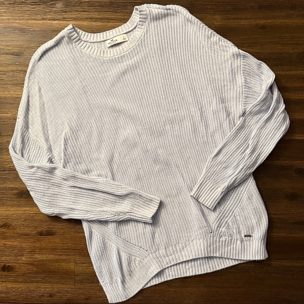 Hollister Light Blue Knit Long Sleeve Sweater Large